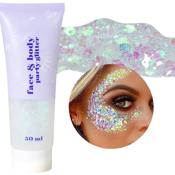 Other - NWT Body/Face/Hair Cosmetic Festival Sequins Glitter Gell Makeup 50ml (White)